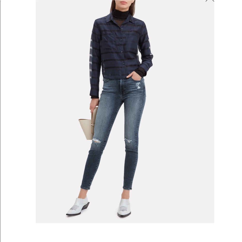 🆕 Rails Cameron Sheer Panel Blouse- Navy - Picture 3 of 8